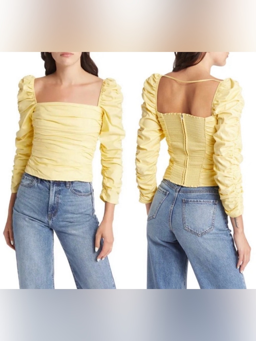 Reformation Joi Ruched Stretch Organic Cotton Top